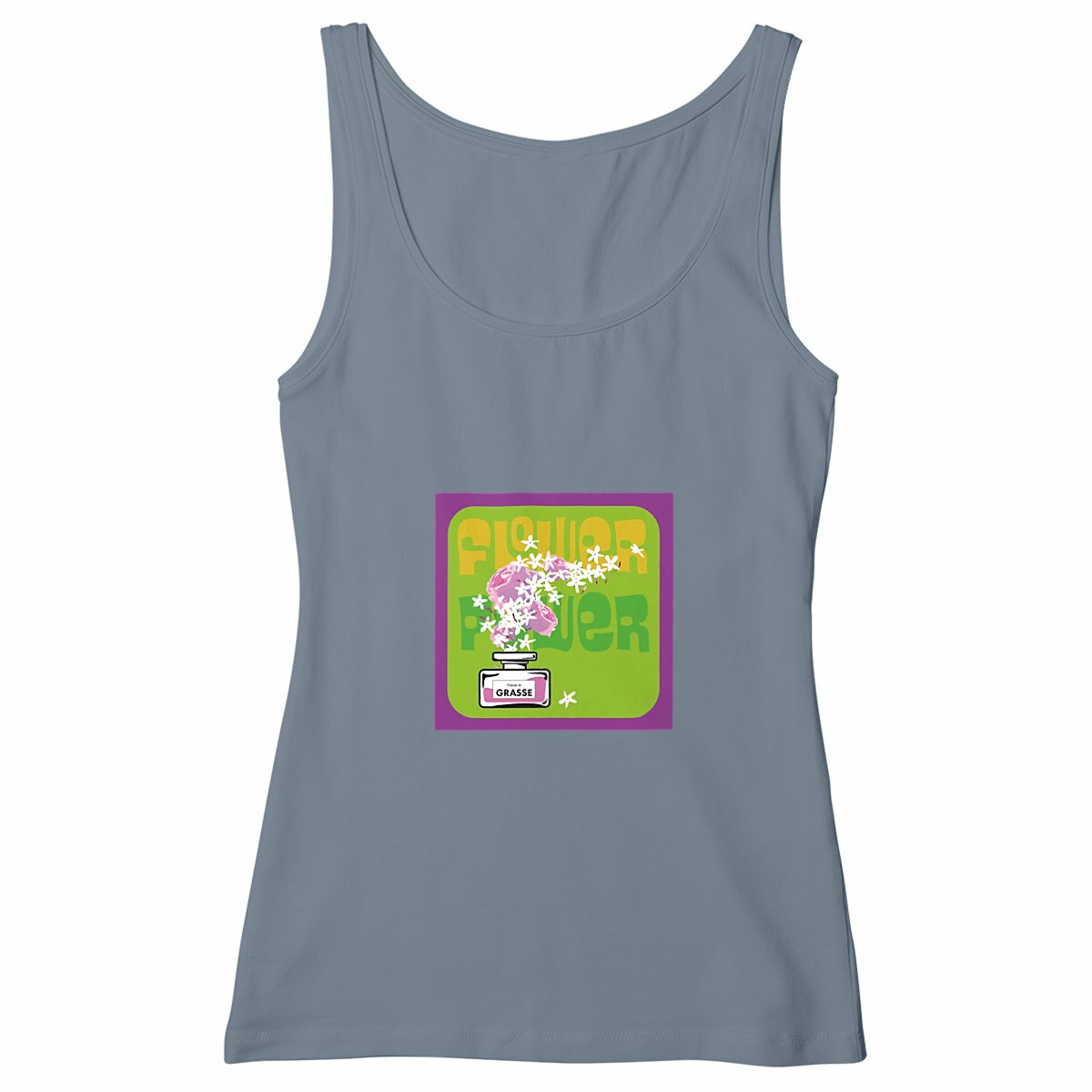 Débardeur Femme Cintré flower power purple - face_gris