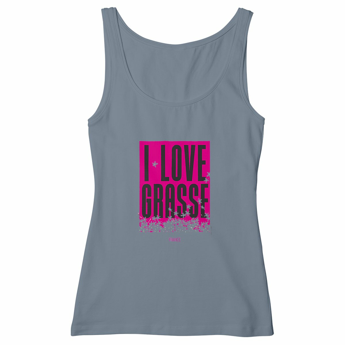 Débardeur Femme Cintré I love Grasse - face_gris