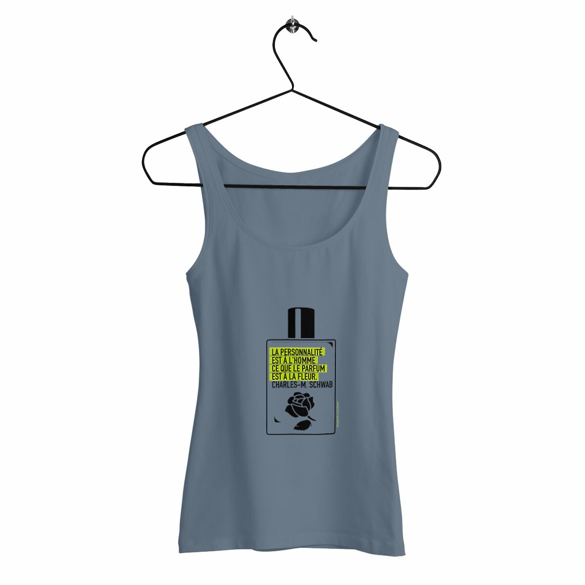 Débardeur Femme Cintré Flacon citation - face_gris