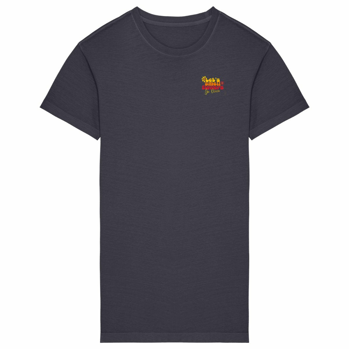 Robe T-shirt Vintage Femme let's smell flowers in Grasse - face_grisanthracite