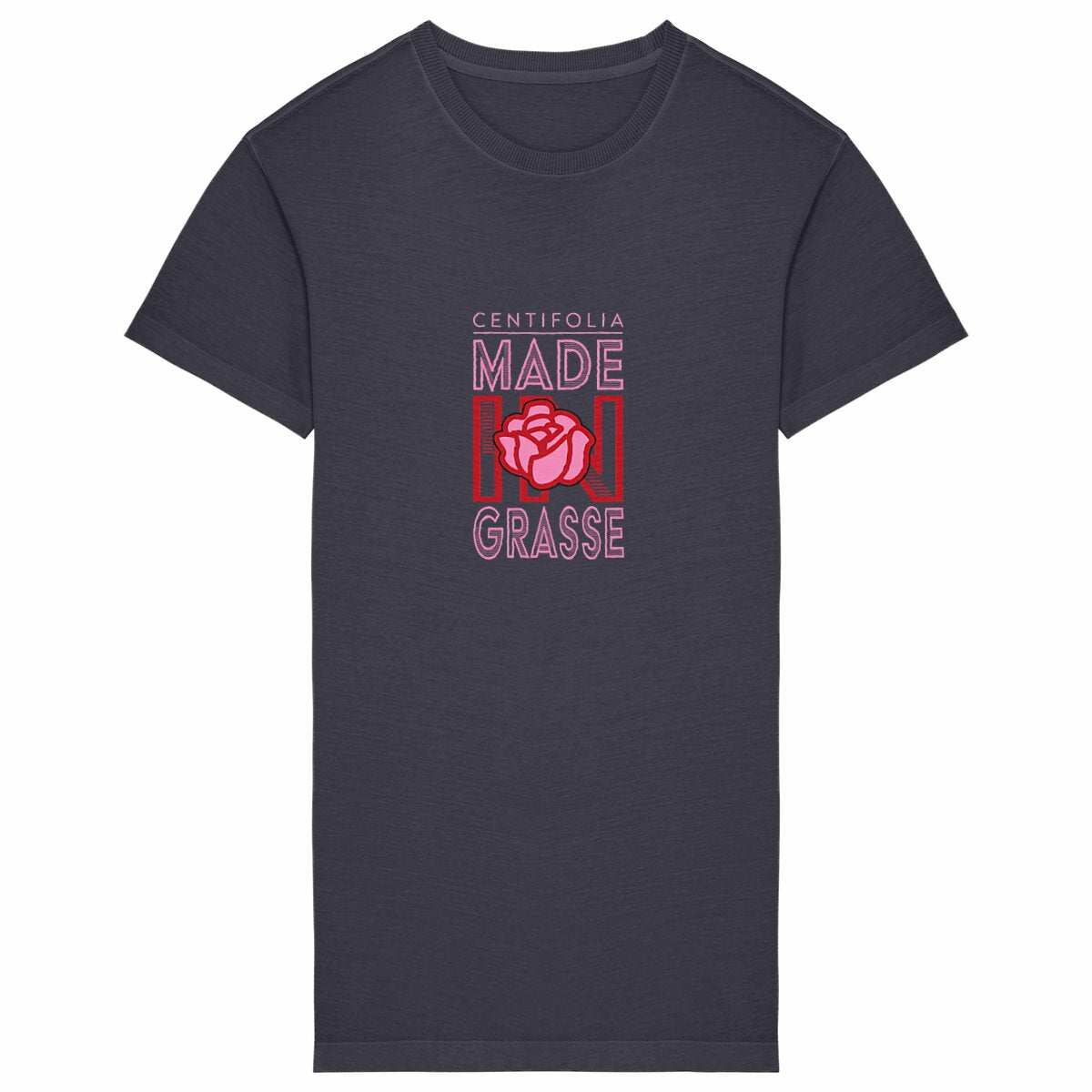 Robe T-shirt Vintage Femme Centifolia Grasse - face_grisanthracite