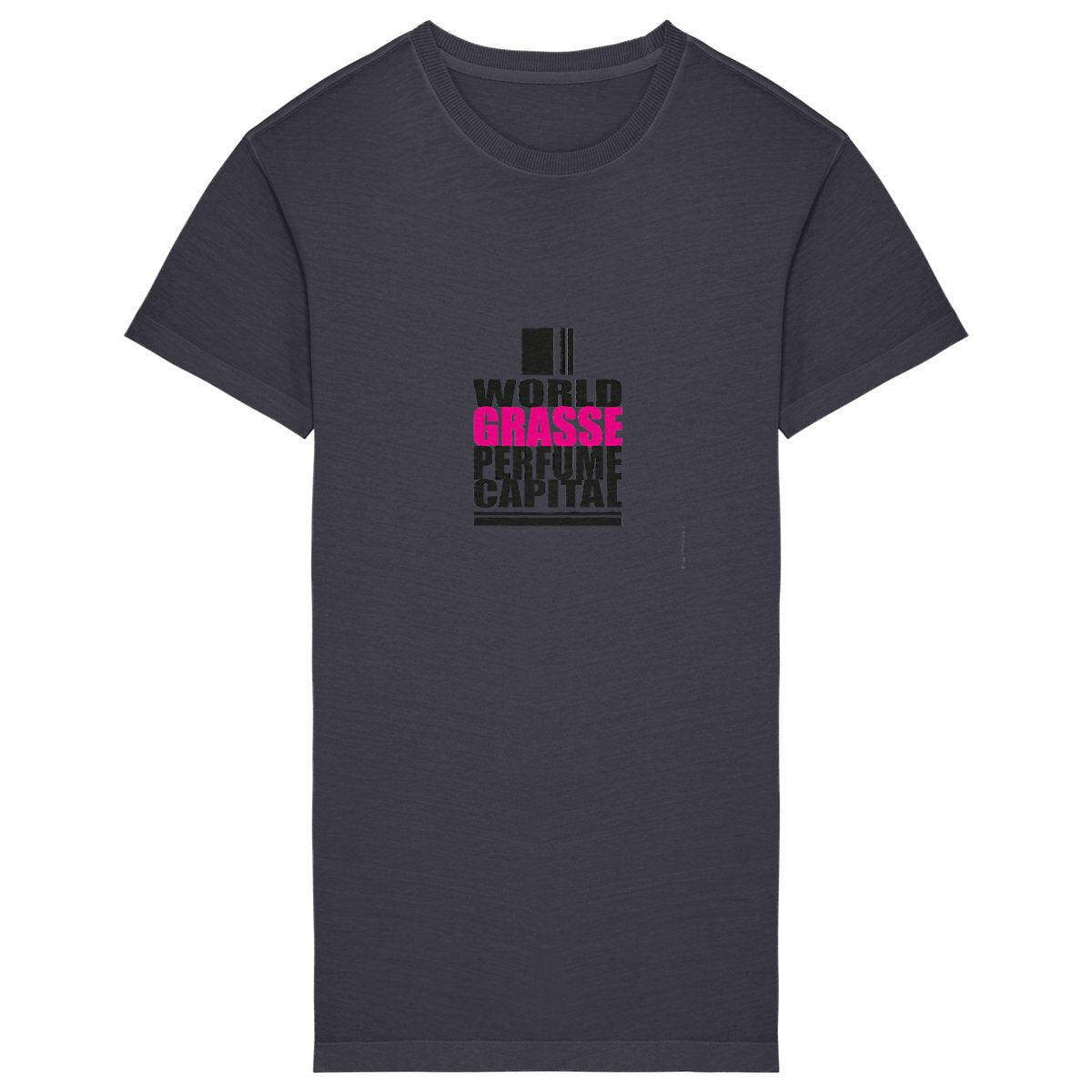 Robe T-shirt Vintage Femme World Grasse - face_grisanthracite