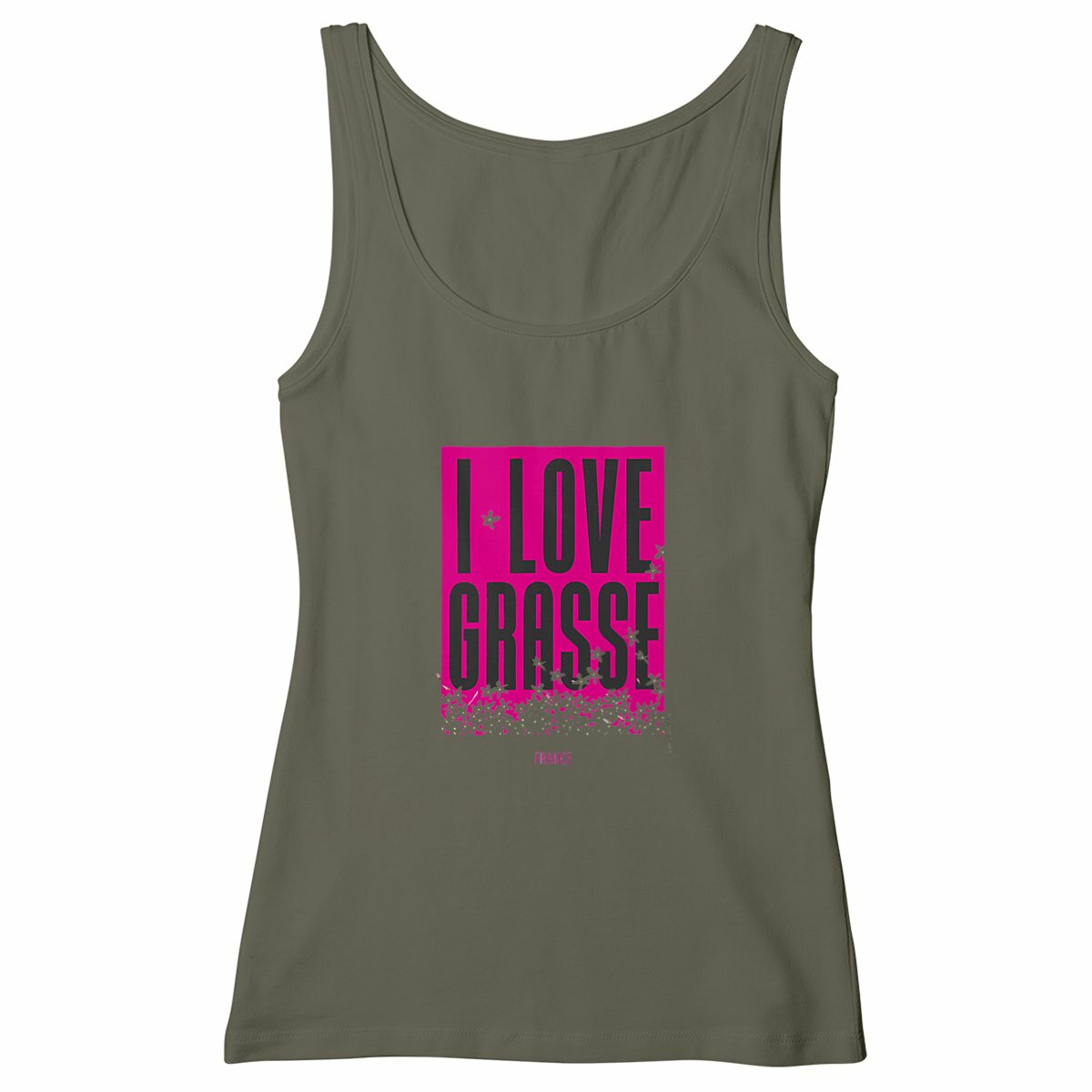 Débardeur Femme Cintré I love Grasse - face_kaki