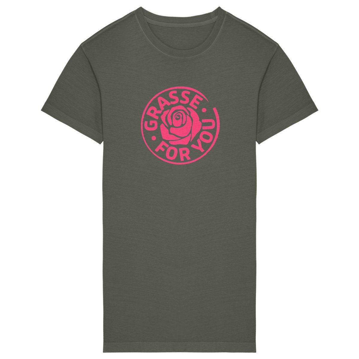 Robe T-shirt Vintage Femme Grasse for You - face_kaki