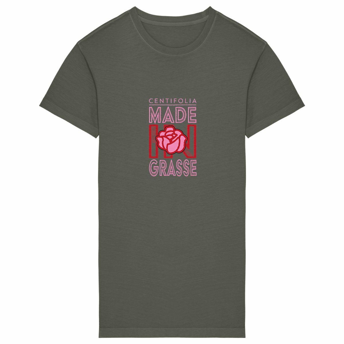 Robe T-shirt Vintage Femme Centifolia Grasse - face_kaki