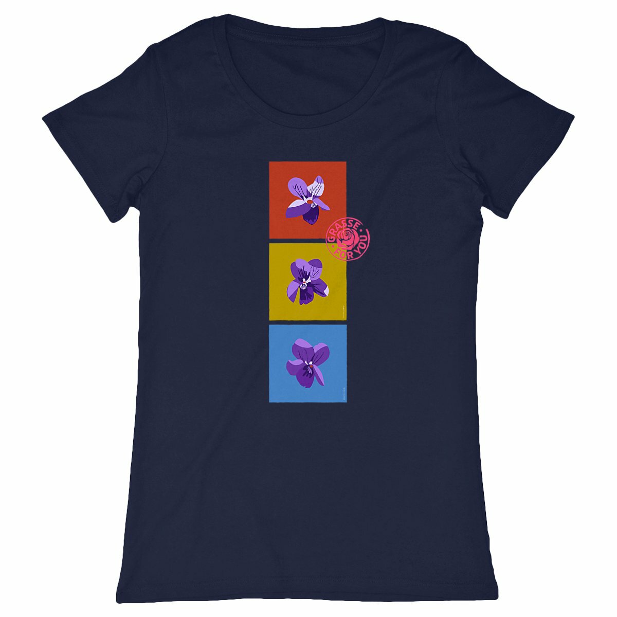 T-shirt Femme Classique les 3 violettes de Grasse - face_marine
