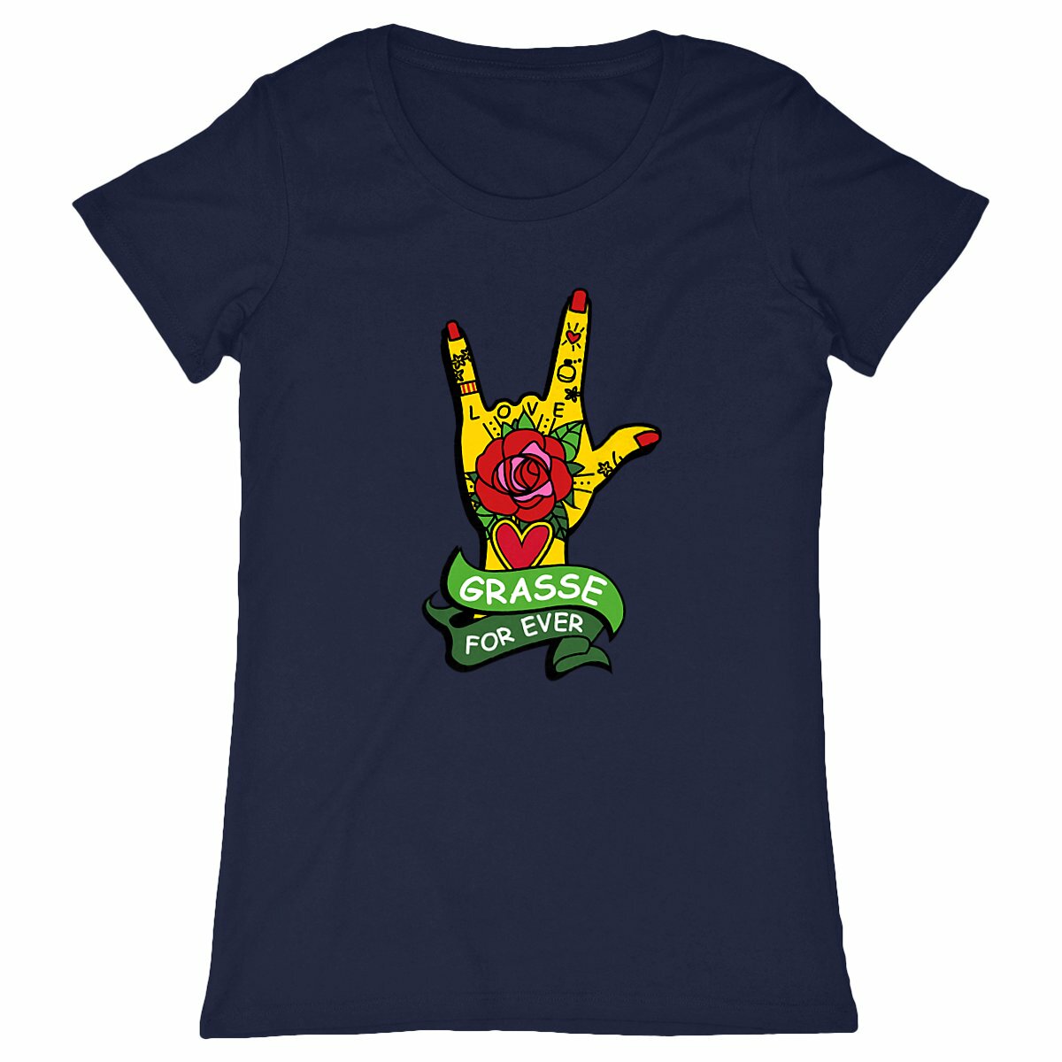 T-shirt Femme Classique Main Rock Grasse for ever - face_marine