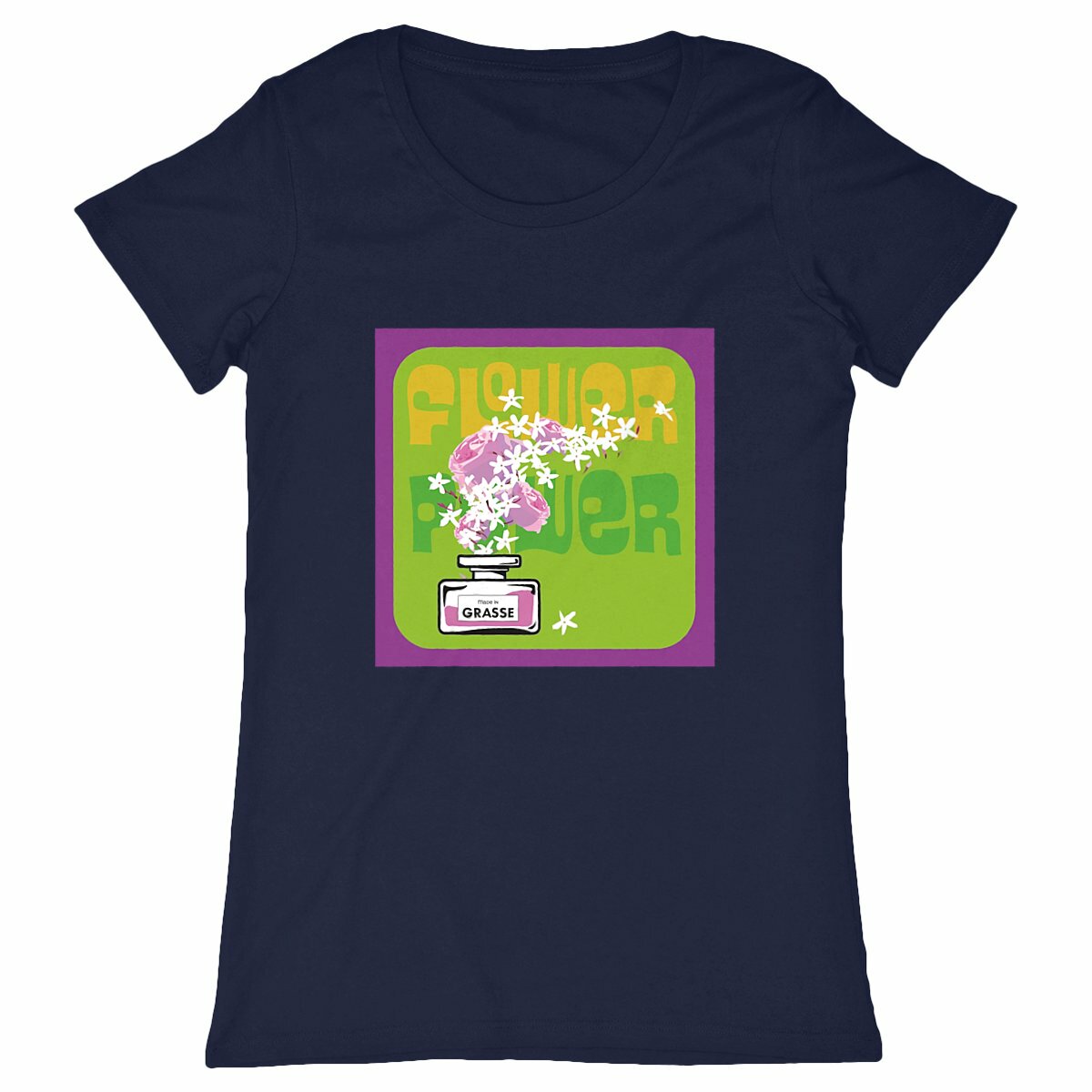 T-shirt Femme Classique Flower power mauve - face_marine