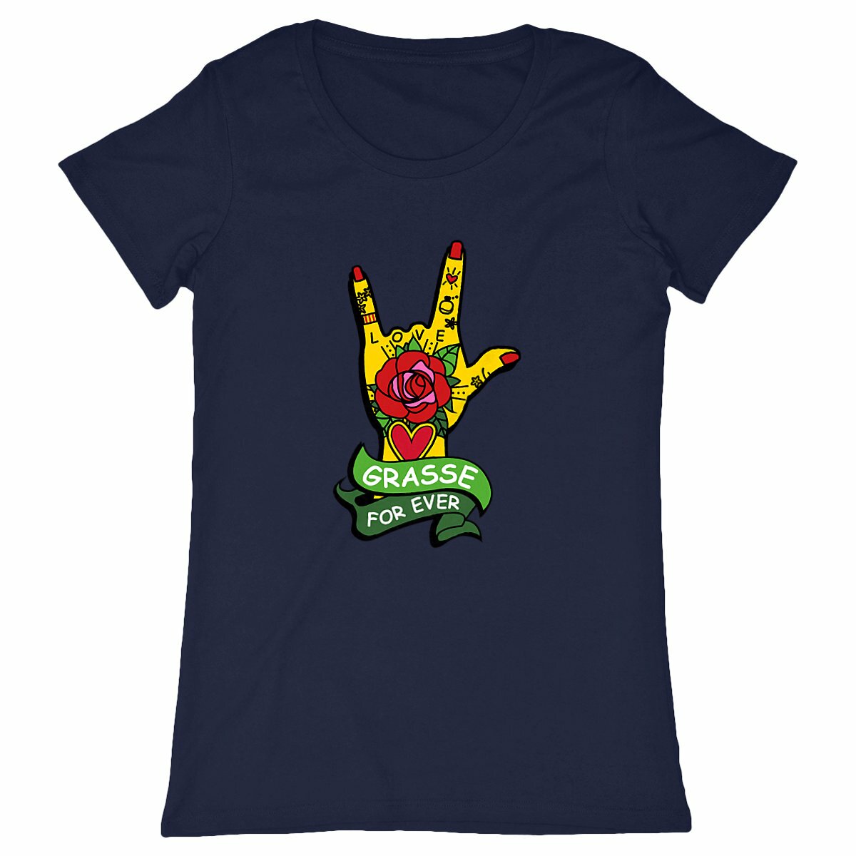 TShirt Femme Love Grasse Rock'n'roll - face_marine