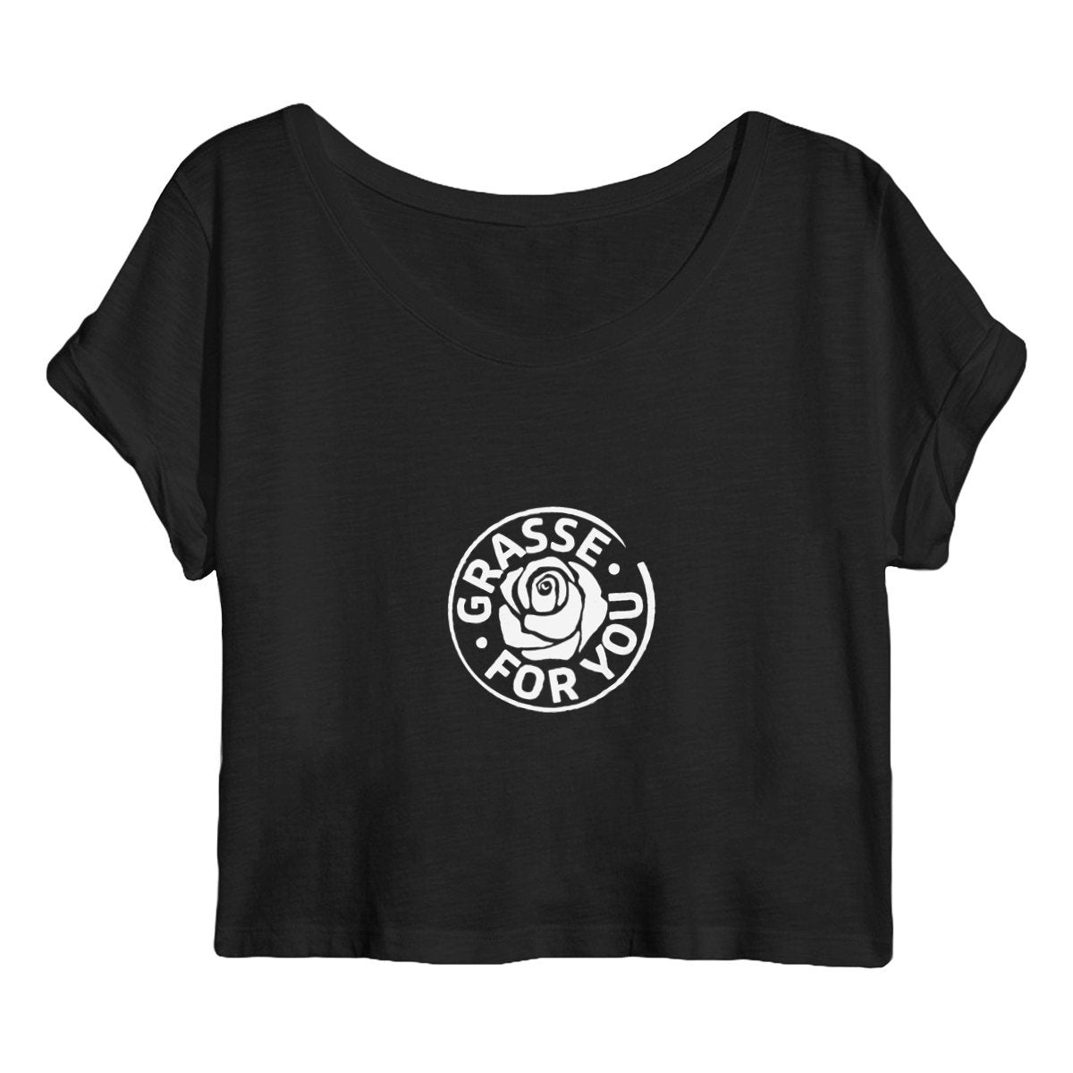 Crop top Femme Grasse for you white - face_noir