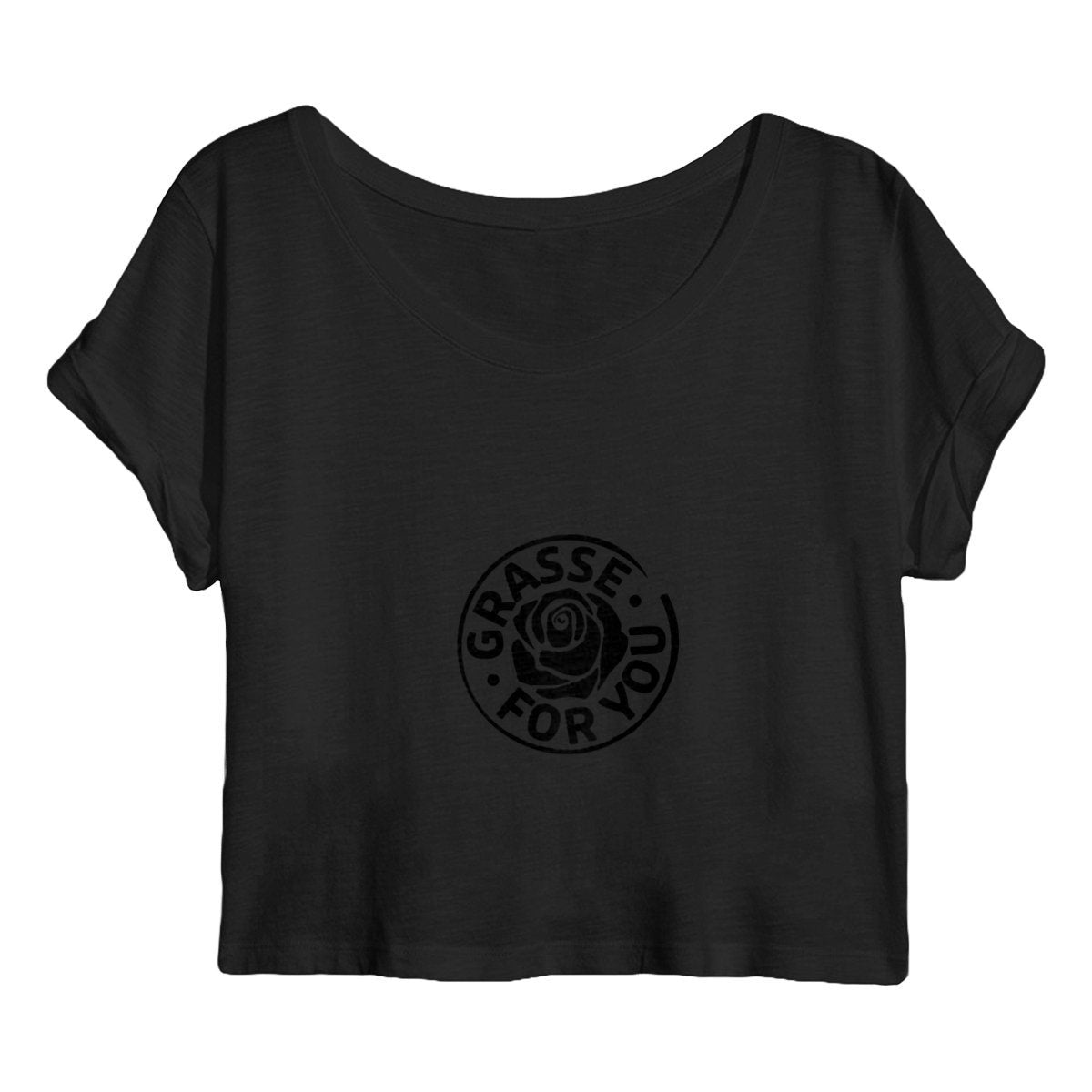 Crop top Femme Grasse for you Black - face_noir