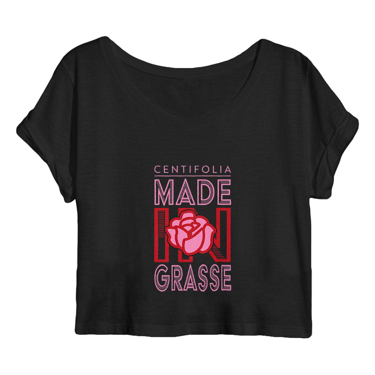 Crop top Femme centifolia made in Grasse - face_noir