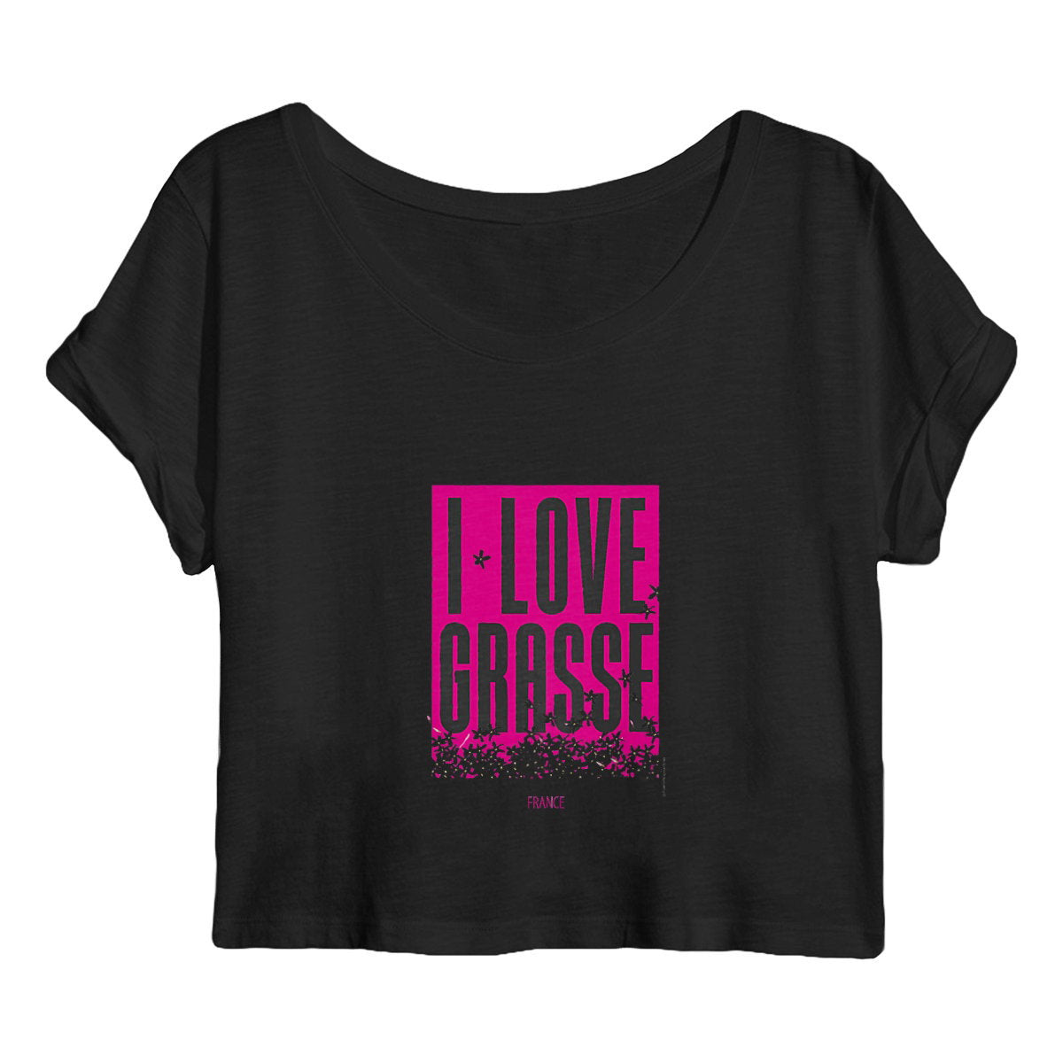 Crop top Femme I love Grasse - face_noir