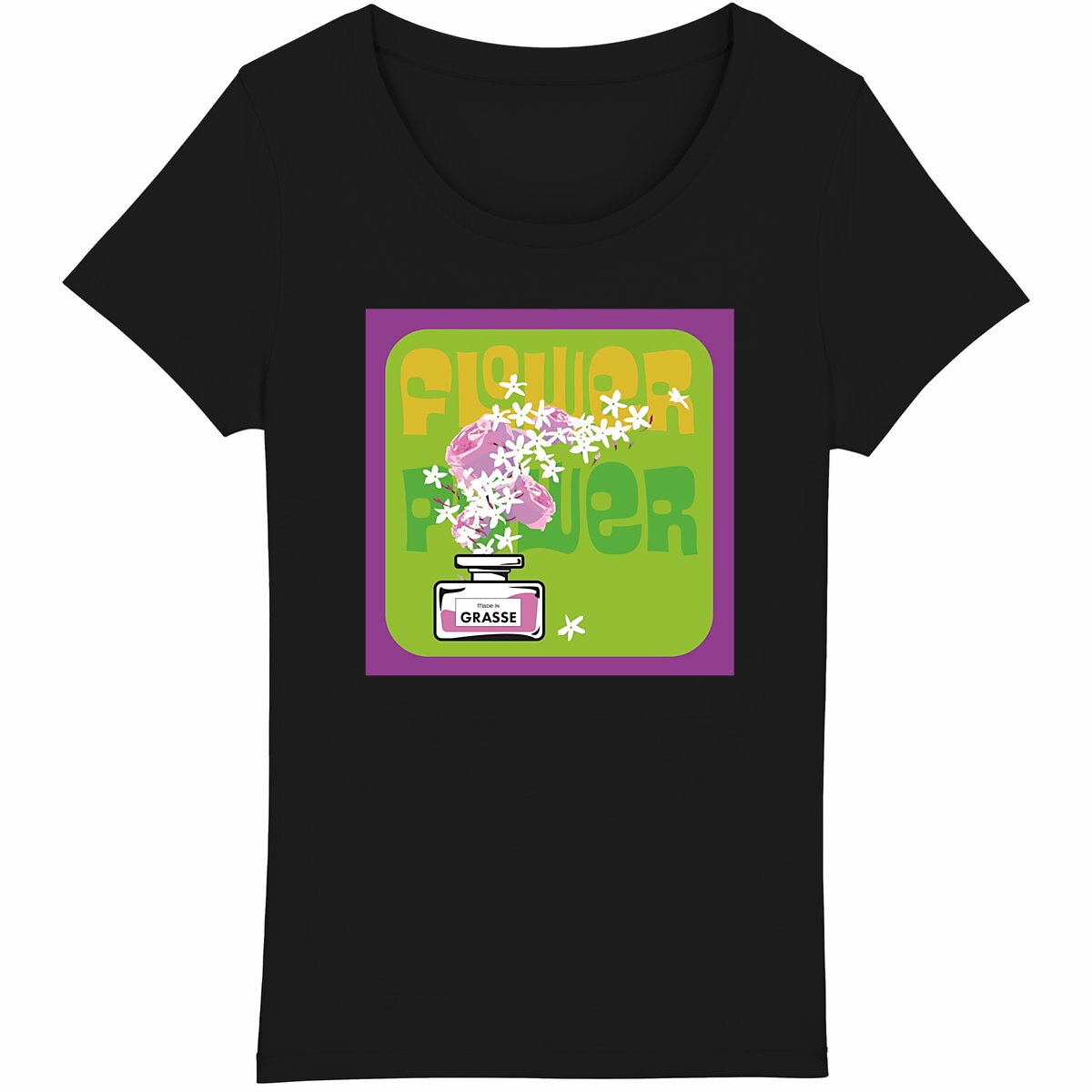 TShirt Femme Flower Power - face_noir