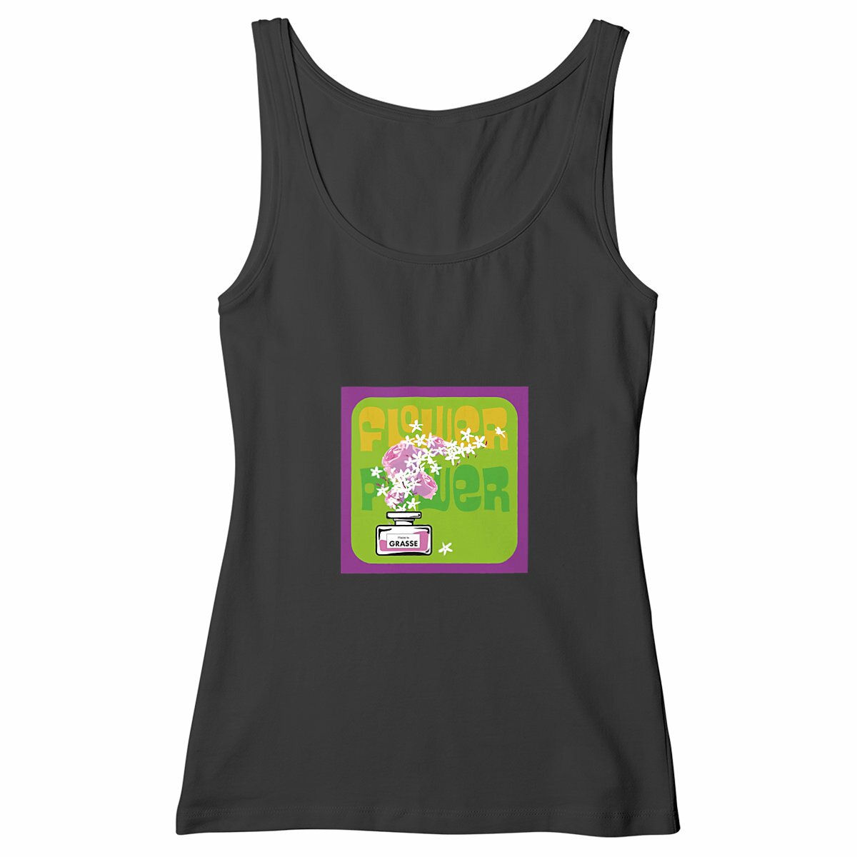 Débardeur Femme Cintré flower power purple - face_noir