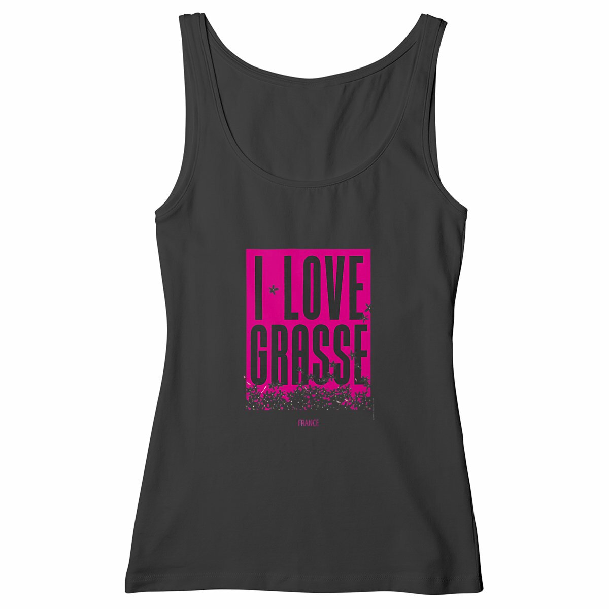 Débardeur Femme Cintré I love Grasse - face_noir