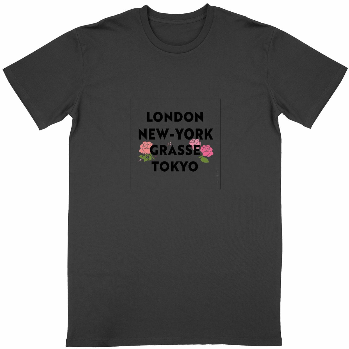 T-shirt Unisexe Classique London Grasse fleuri - face_noir