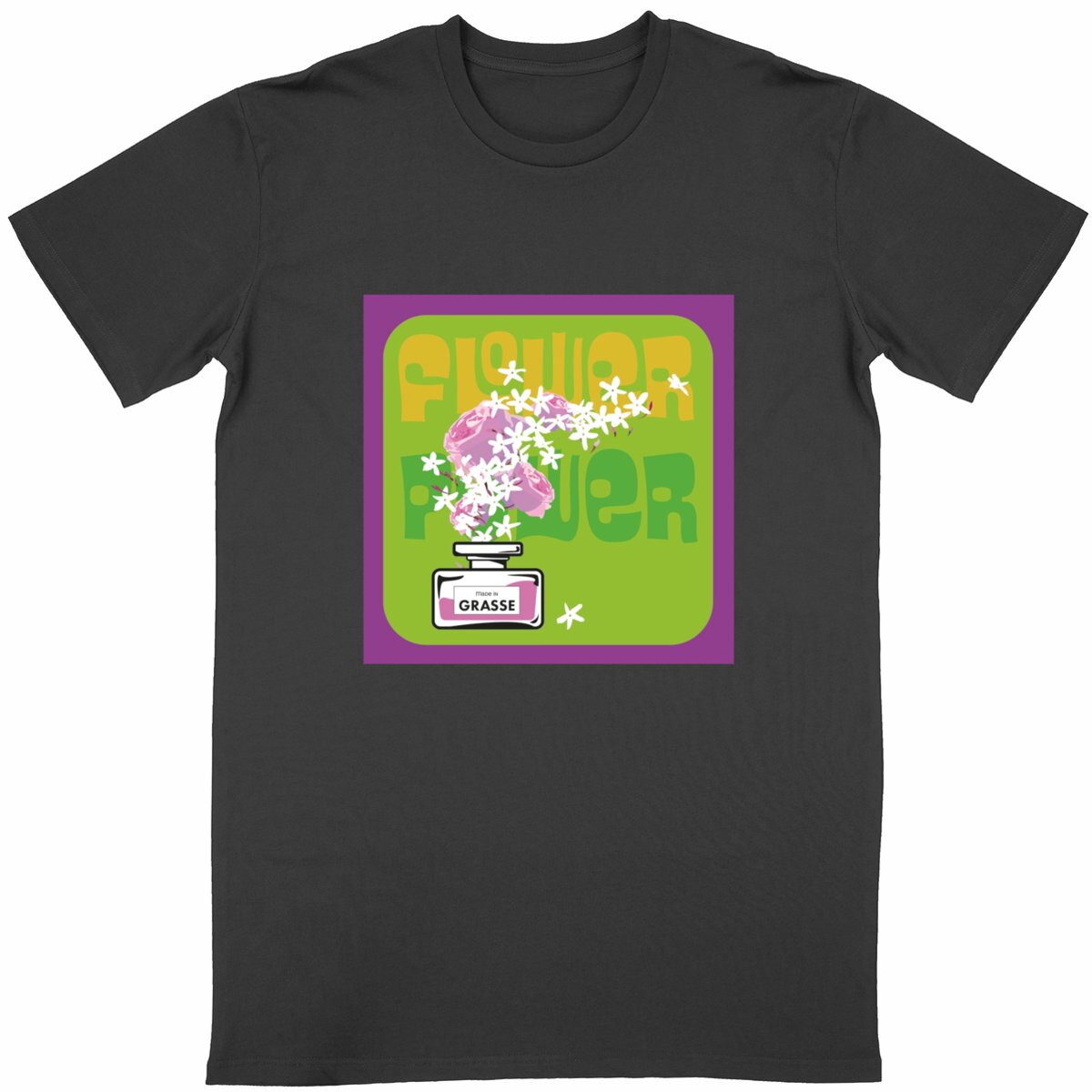 T-shirt Unisexe Classique Flower power mauve - face_noir