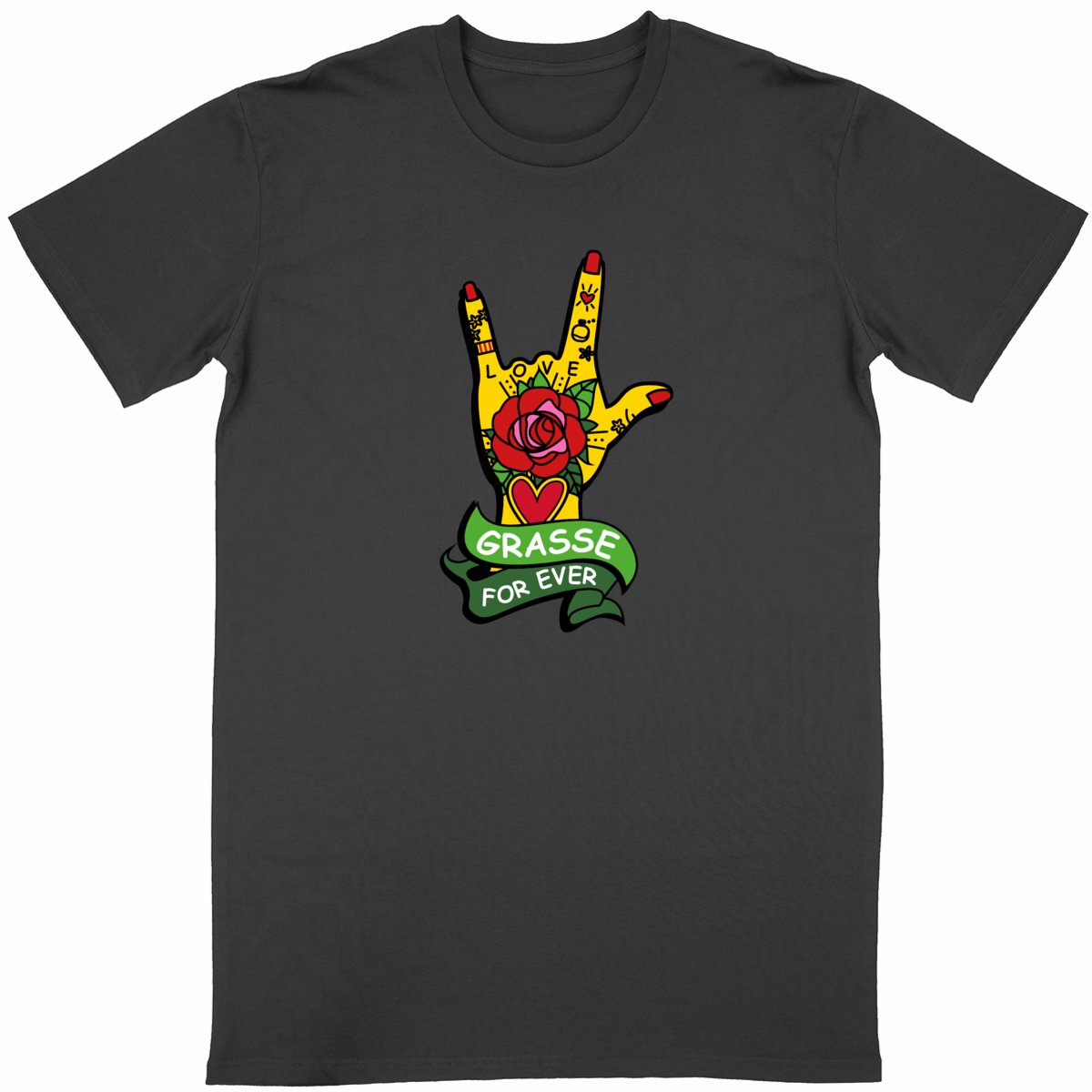T-shirt Unisexe Classique Main Grasse for ever - face_noir