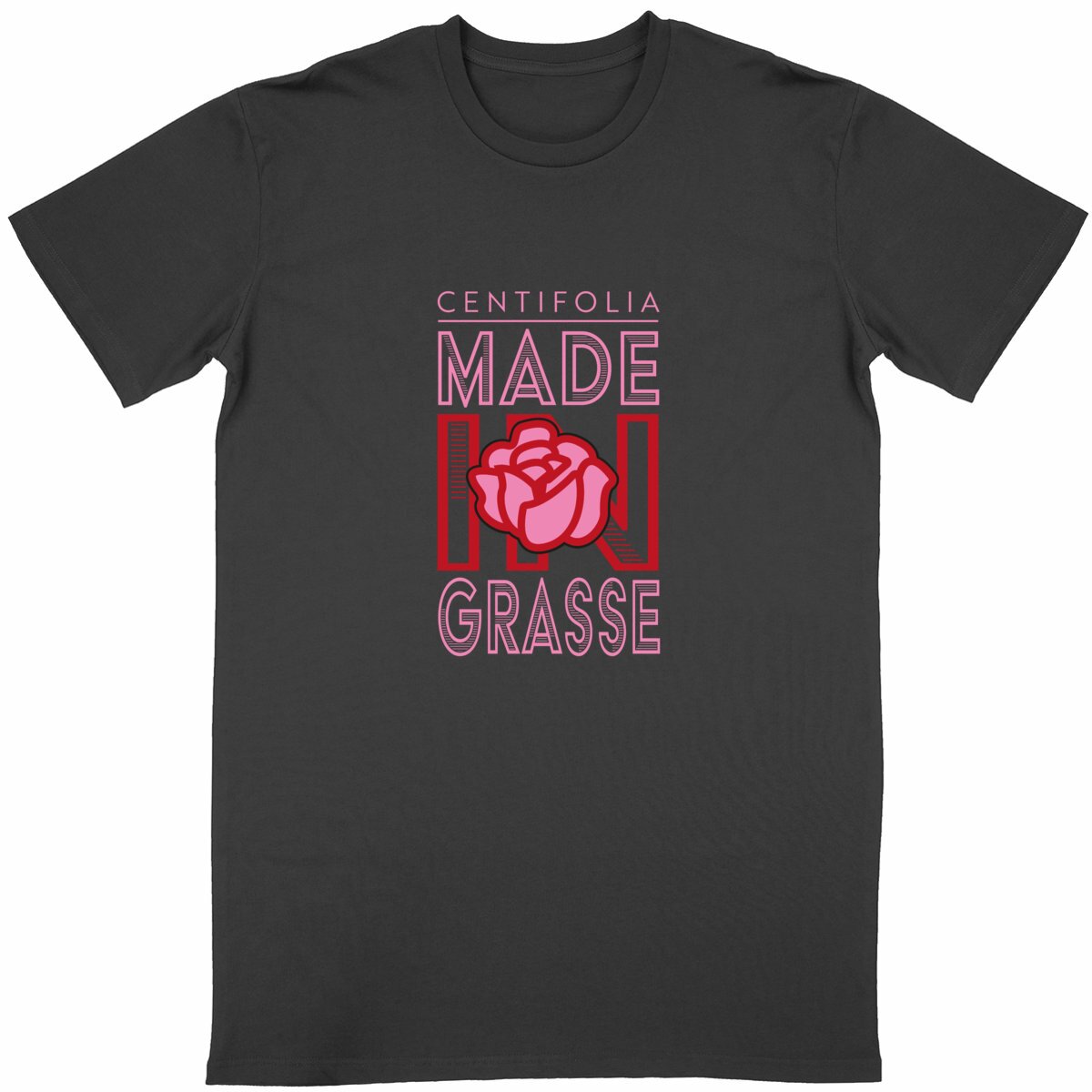 T-shirt Unisexe Classique Centifolia Made in Grasse - face_noir