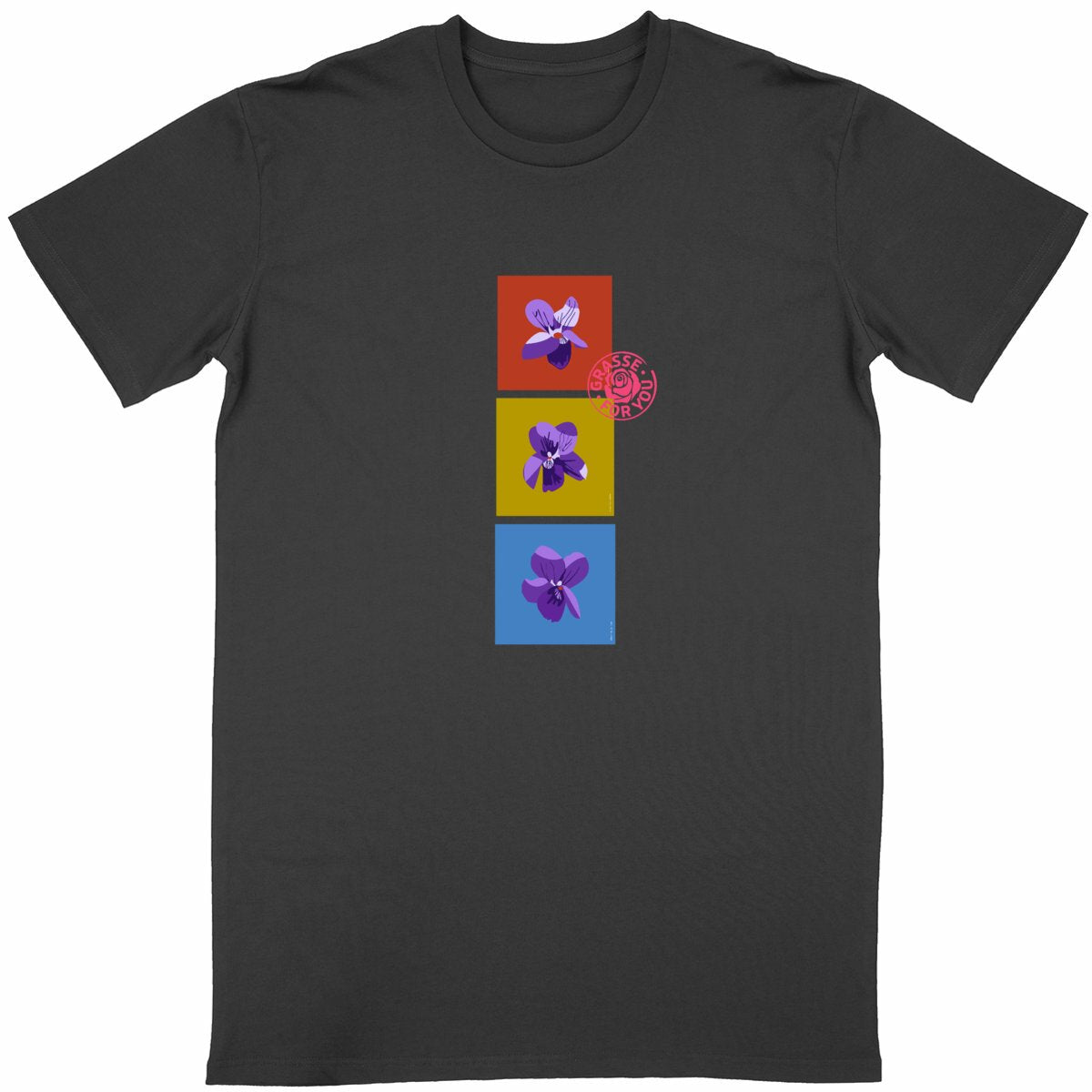 T-shirt Unisexe Classique les 3 violettes de Grasse - face_noir