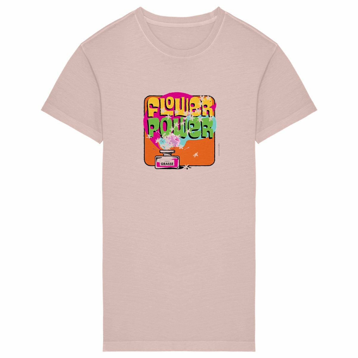 Robe T-shirt Vintage Femme flower power - face_petalrose