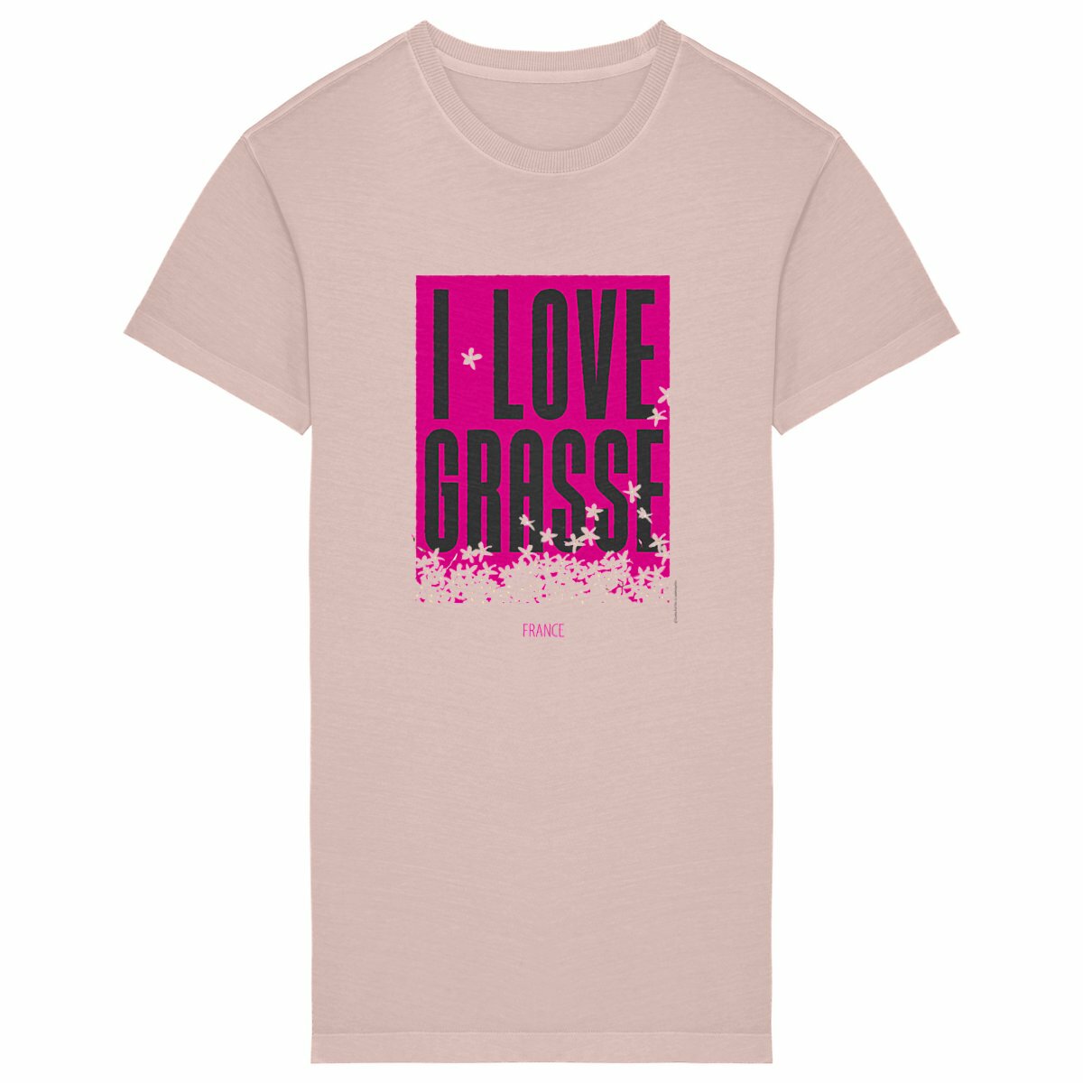 Robe T-shirt Vintage Femme I love Grasse - face_petalrose