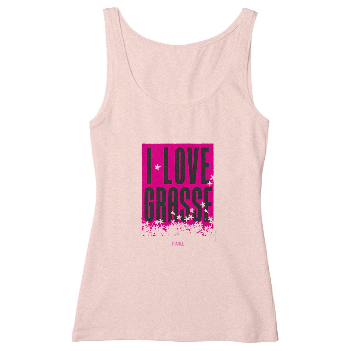 Débardeur Femme Cintré I love Grasse - face_rose